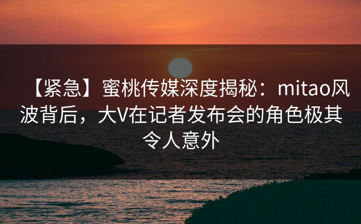 【紧急】蜜桃传媒深度揭秘：mitao风波背后，大V在记者发布会的角色极其令人意外