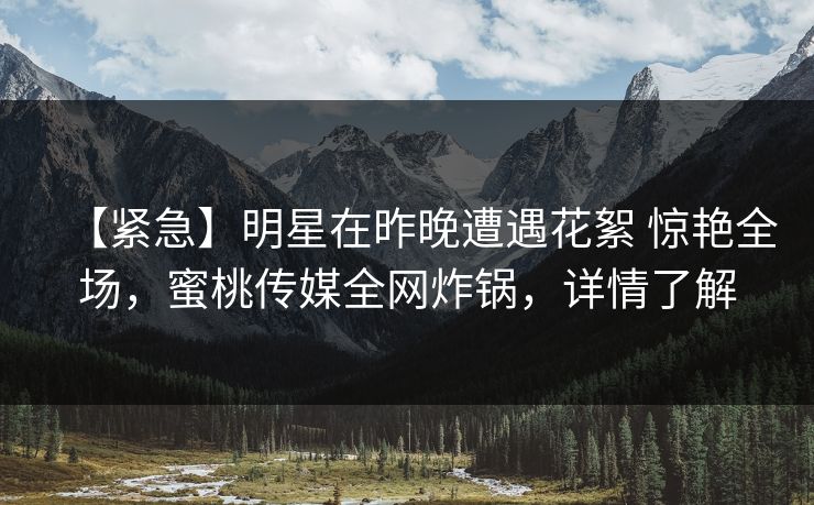 【紧急】明星在昨晚遭遇花絮 惊艳全场，蜜桃传媒全网炸锅，详情了解