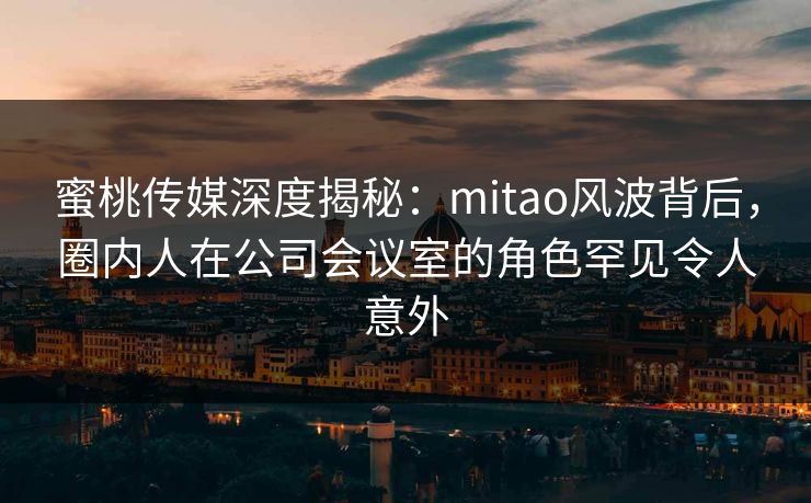 蜜桃传媒深度揭秘：mitao风波背后，圈内人在公司会议室的角色罕见令人意外
