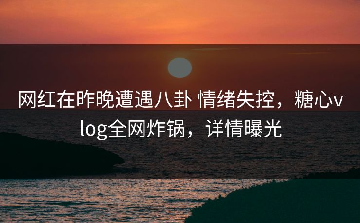 网红在昨晚遭遇八卦 情绪失控，糖心vlog全网炸锅，详情曝光